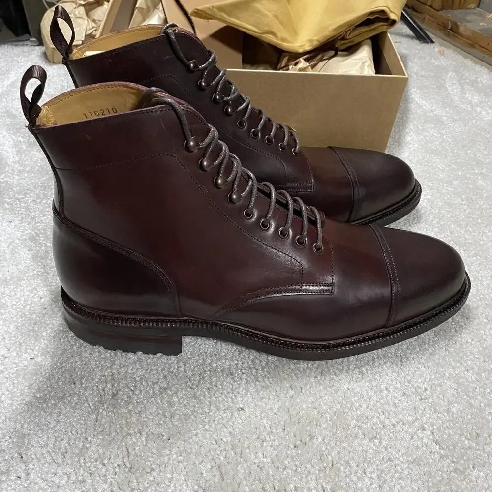 Meermin Boots Mens 10.5E Brown Shell Cordovan Cap Toe City Lug 116210 Ivy Prep